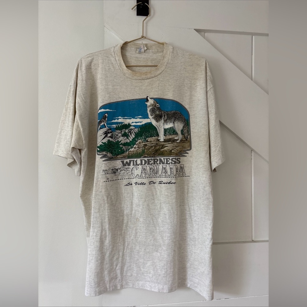 Vintage Bulletin Wilderness Canada La Vile De Quebec Single Stitch T Shirt XL